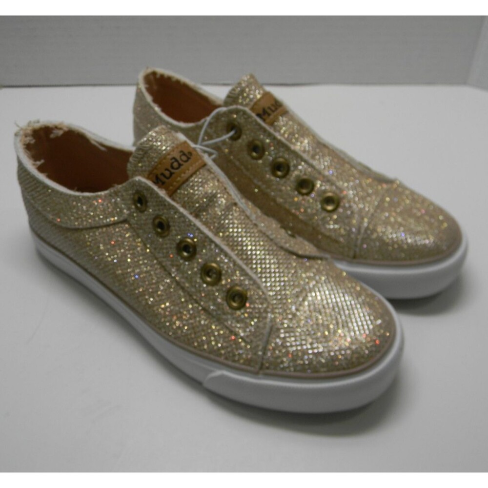 Mudd Sylvia Gold Sparkle Slip On Sneakers Bling Girls Size 2 NWT